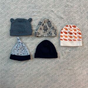 Kids' Assorted Beanie Set - Gray, Blue, Orange